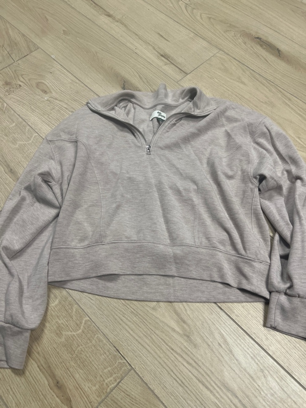 Anthropologie Daily Practice Cropped Half-Zip Sweater - Dusty taupe